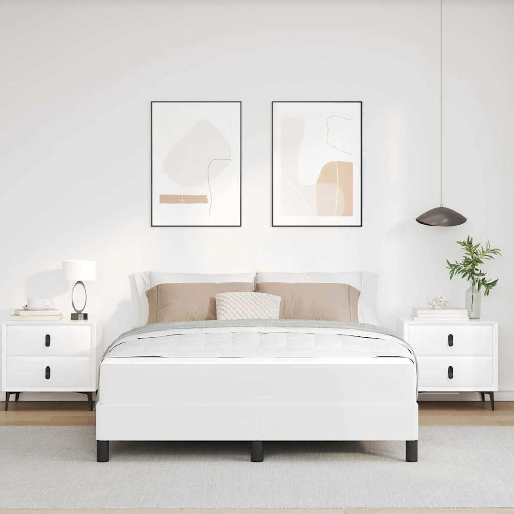 Lovos rėmas su čiužiniu Švari balta 140 x 200 cm audinys