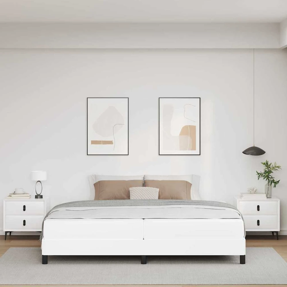 Lovos rėmas su čiužiniu Švari balta 200 x 200 cm audinys