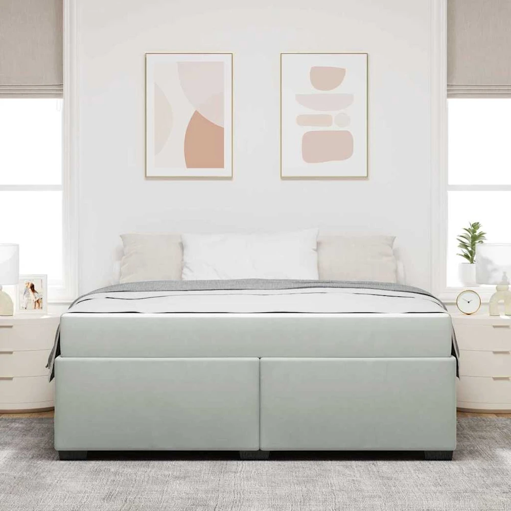 Lovos rėmas su čiužiniu Šviesiai pilka 180 x 200 cm audinys