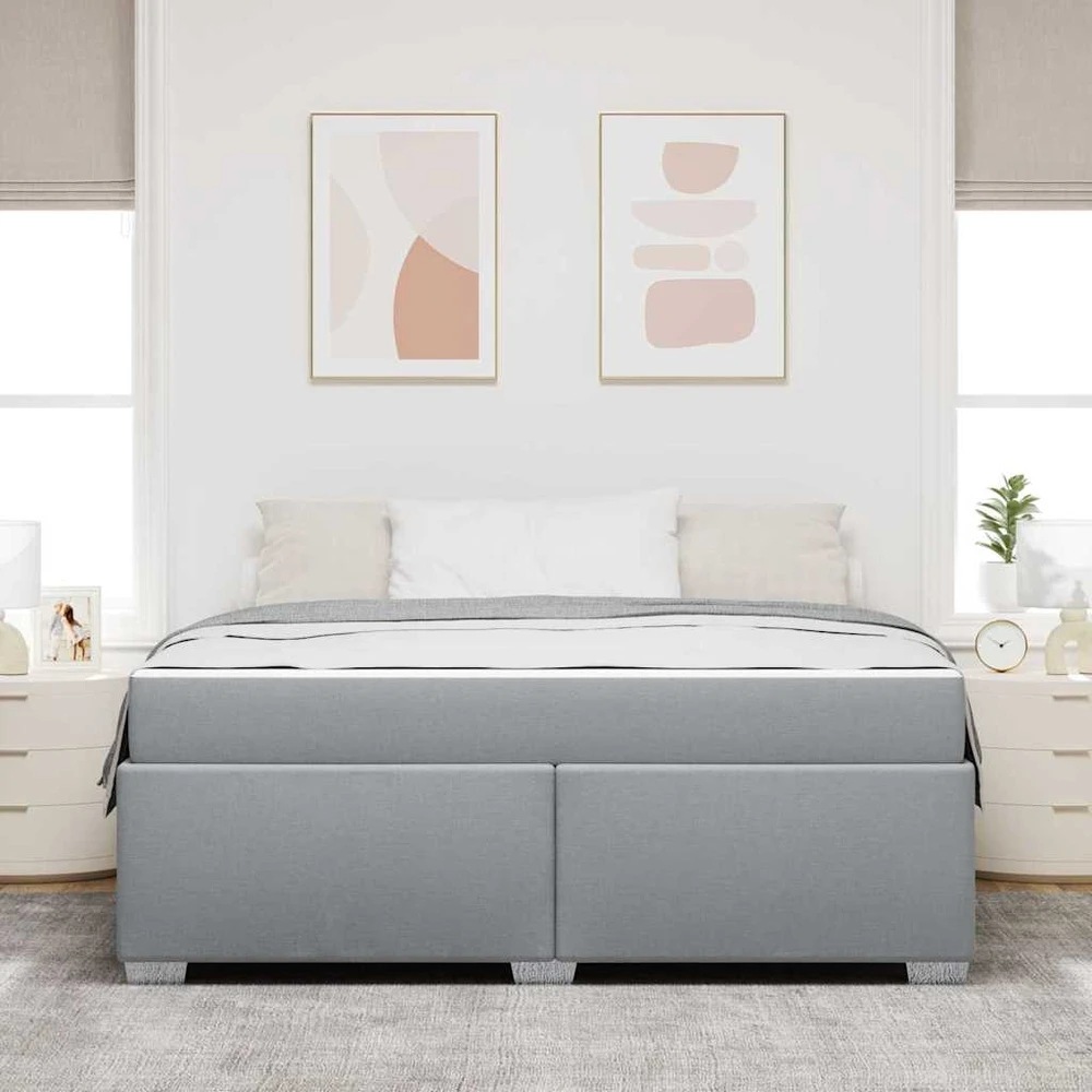 Lovos rėmas su čiužiniu Šviesiai pilka 180 x 200 cm audinys