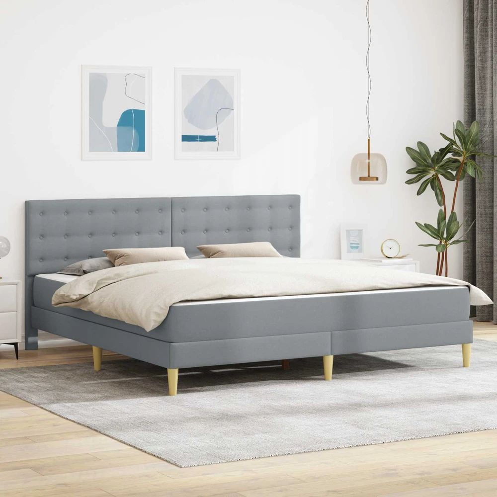 Lovos rėmas su čiužiniu Šviesiai pilka 200 x 200 cm Audinys