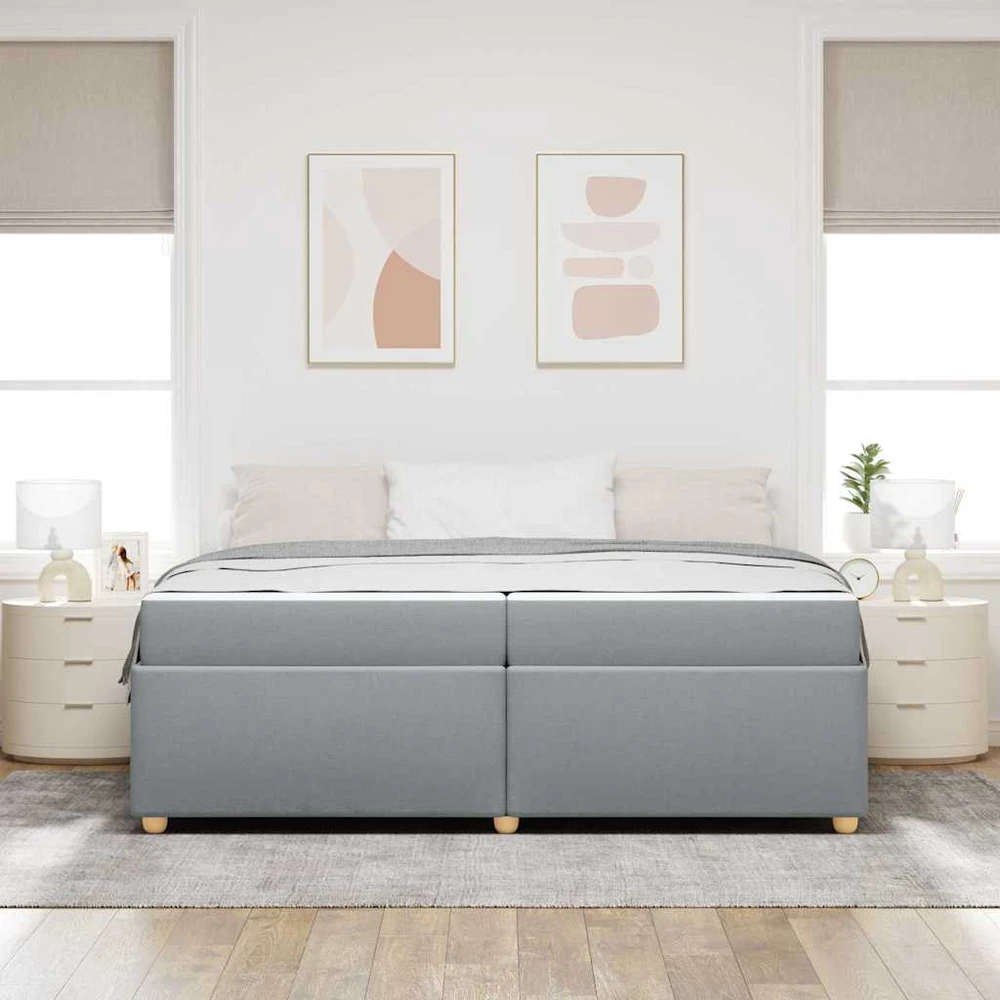 Lovos rėmas su čiužiniu Šviesiai pilka 200 x 200 cm audinys