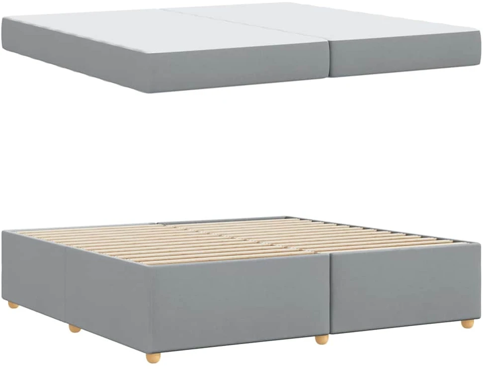 Lovos rėmas su čiužiniu Šviesiai pilka 200 x 200 cm audinys