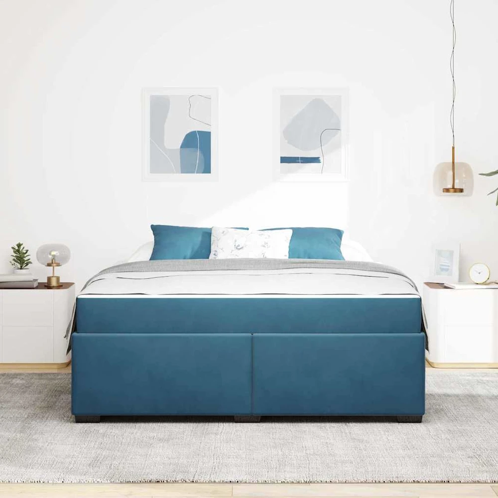 Lovos rėmas su čiužiniu Tamsiai mėlyna 180 x 200 cm audinys