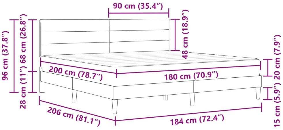 Lovos rėmas su čiužiniu Tamsiai pilka 180 x 200 cm audinys