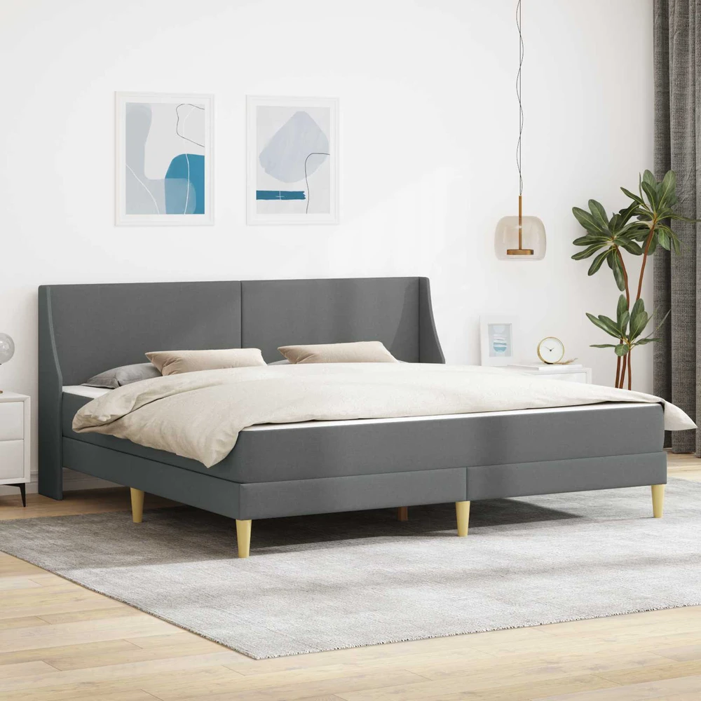 Lovos rėmas su čiužiniu Tamsiai pilka 180 x 200 cm audinys