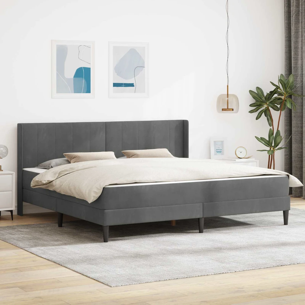 Lovos rėmas su čiužiniu 2 pcs Tamsiai pilka 180 x 200 cm