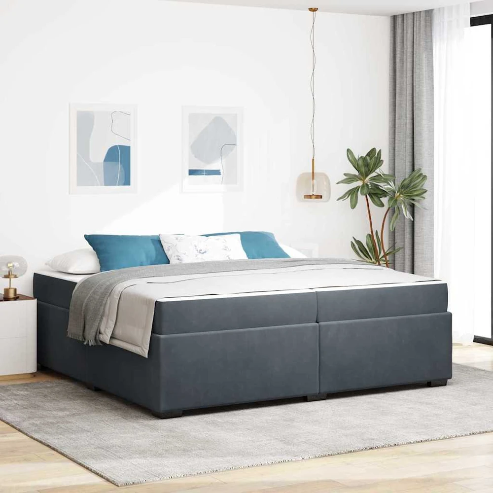 Lovos rėmas su čiužiniu Tamsiai pilka 200 x 200 cm audinys