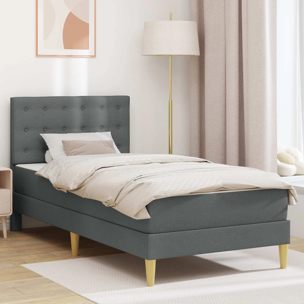 Lovos rėmas su čiužiniu Tamsiai pilka 90 x 190 cm audinys