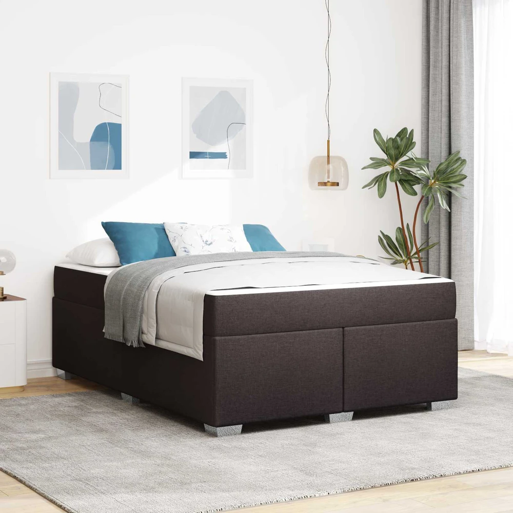Lovos rėmas su čiužiniu Tamsiai rudas 160 x 200 cm audinys
