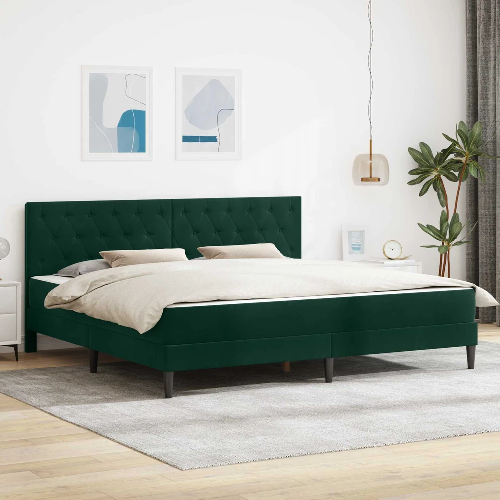 Čiužinys Lovos rėmas su čiužiniu Tamsiai žalia 200 x 200 cm Aksomas