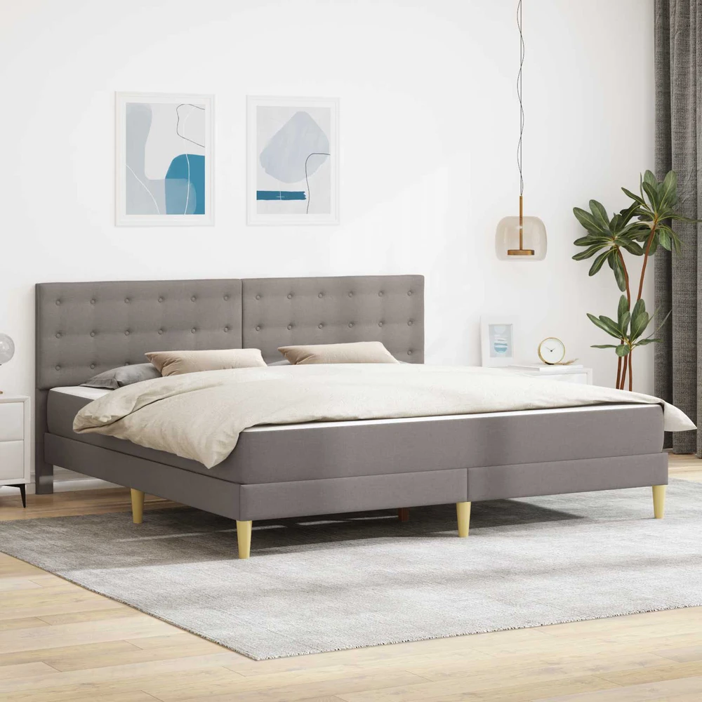 Lovos rėmas su čiužiniu Taupe 180 x 200 cm Audinys