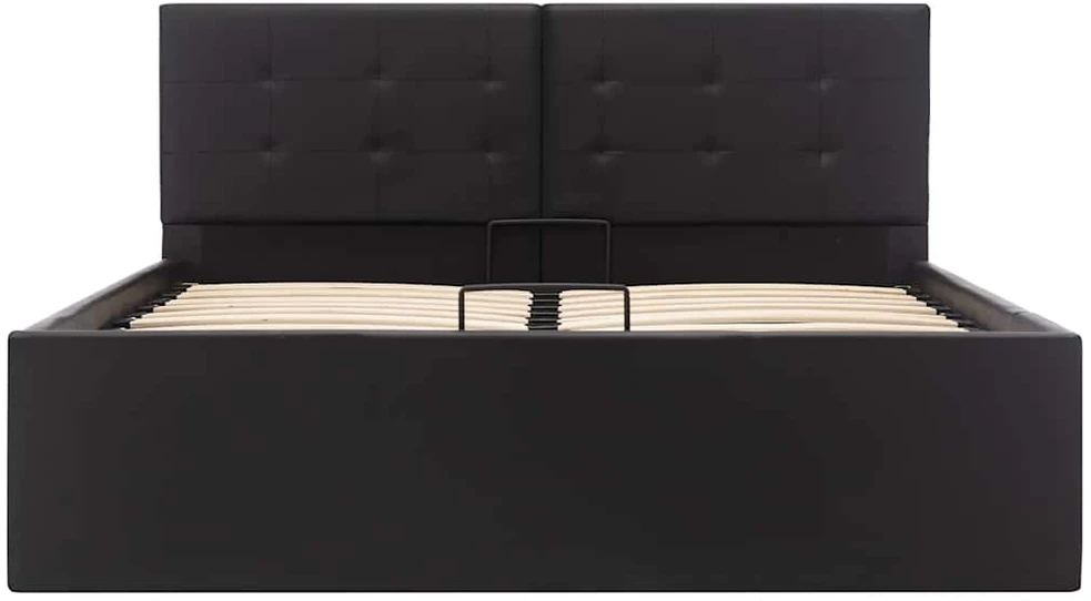 Lovos rėmas su daiktadėže, juodas, 120x200cm, dirbtinė oda