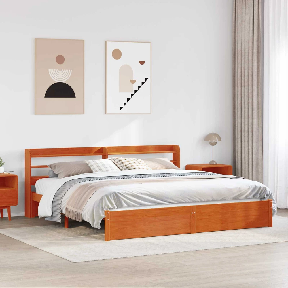 Lova Lovos rėmas Vaško ruda 180 x 200 cm Kietas pušies medis