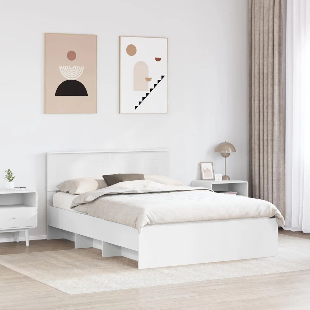 Lovos rėmas su galvūgalio Balta 160 x 200 cm Apdirbta mediena