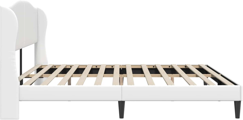 Lovos rėmas su galvūgalio Balta 200 x 200 cm Dirbtinė oda