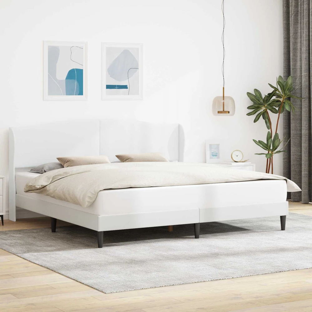 Lovos rėmas su galvūgalio Balta 200 x 200 cm Dirbtinė oda