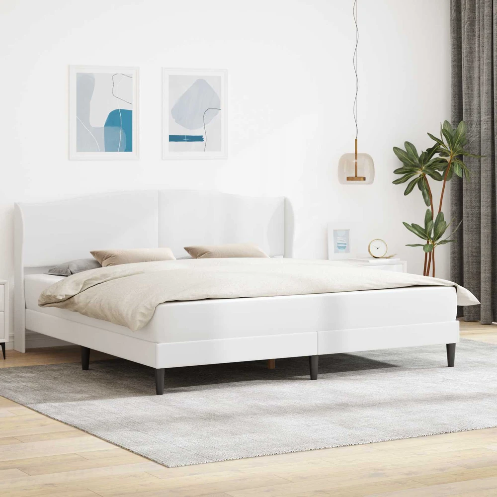 Lovos rėmas su galvūgalio Balta 200 x 200 cm Dirbtinė oda
