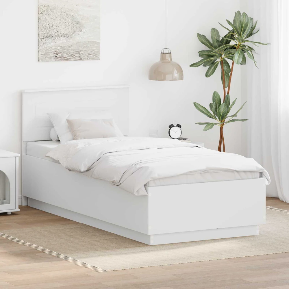 Lova Lovos rėmas su galvūgalio Balta 75 x 190 cm Apdirbta mediena