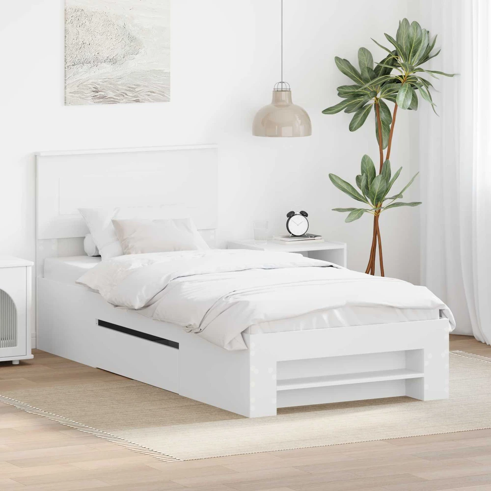 Lova Lovos rėmas su galvūgalio Balta 80 x 200 cm Apdirbta mediena