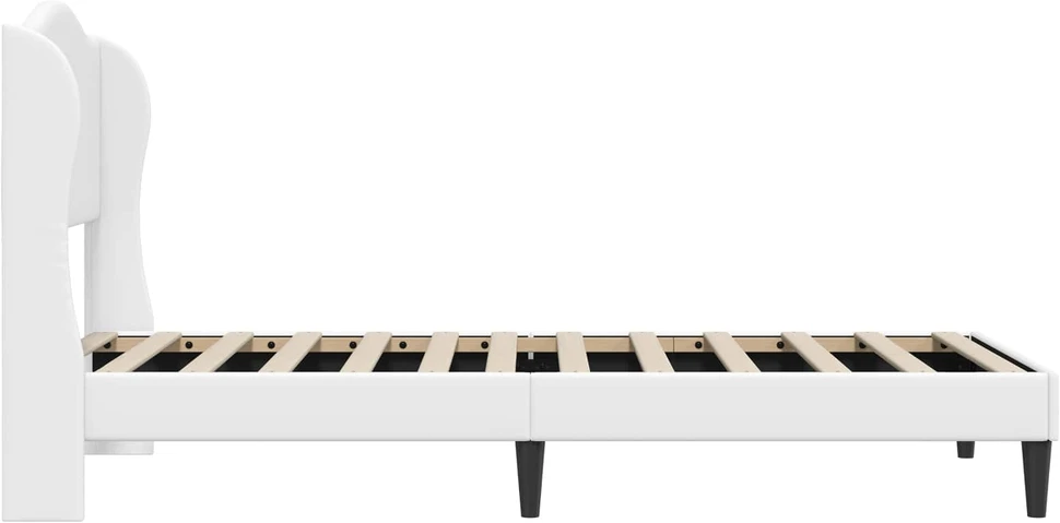 Lova Lovos rėmas su galvūgalio Balta 90 x 190 cm Dirbtinė oda