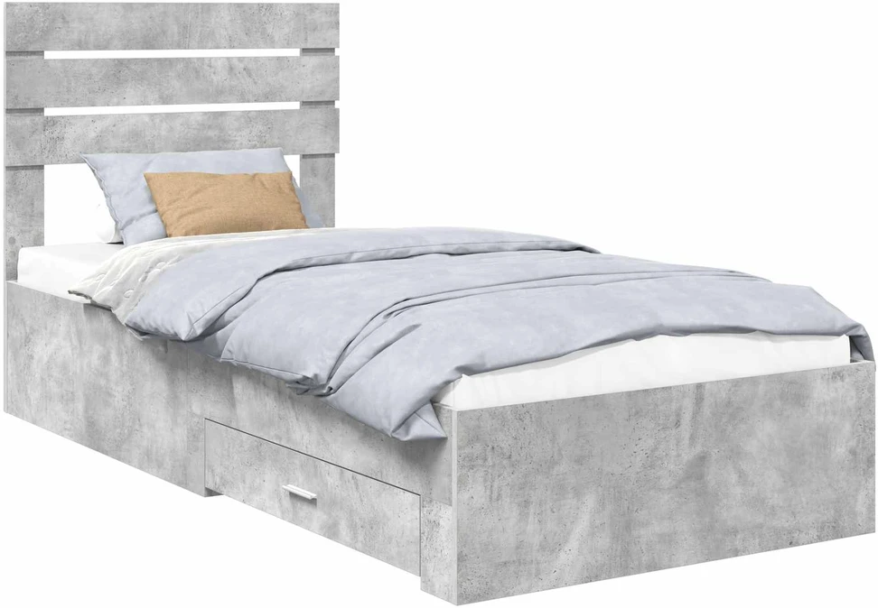 Lova Lovos rėmas su stalčių Betono pilko ir sidabro 70 x 190 cm