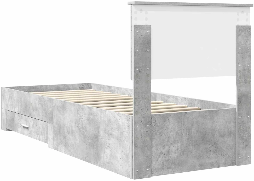 Lova Lovos rėmas su stalčių Betono pilko ir sidabro 70 x 190 cm