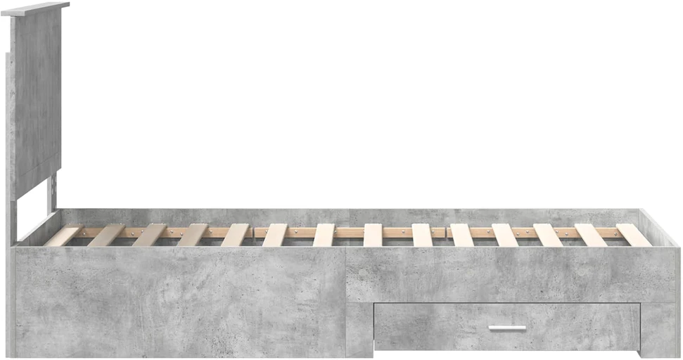 Lova Lovos rėmas su stalčių Betono pilko ir sidabro 70 x 190 cm