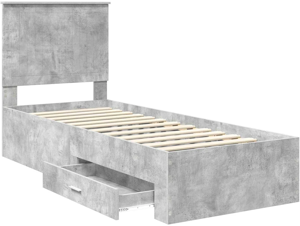 Lova Lovos rėmas su stalčių Betono pilko ir sidabro 70 x 190 cm