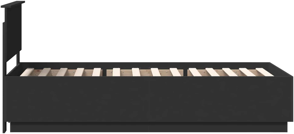 Lova Lovos rėmas su galvūgalio Juoda 100 x 200 cm Apdirbta mediena