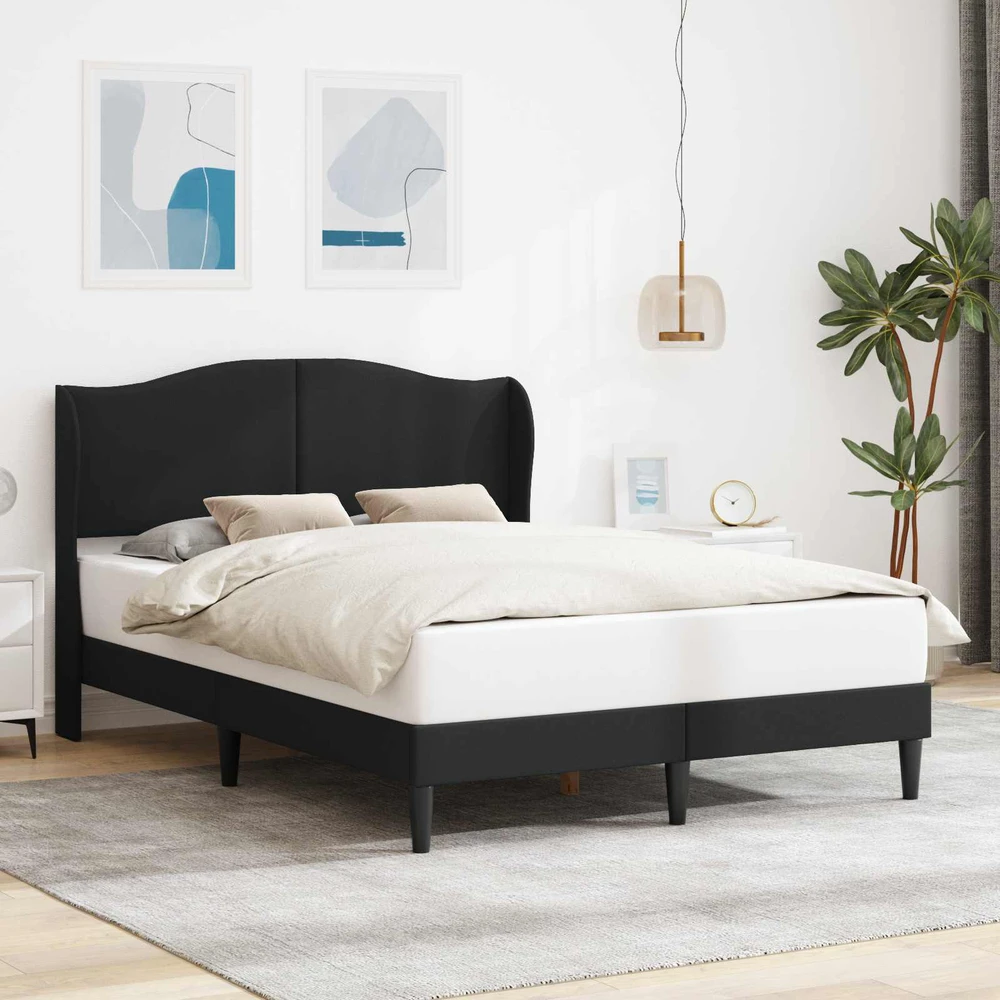 Lova Lovos rėmas su galvūgalio Juoda 120 x 200 cm Dirbtinė oda