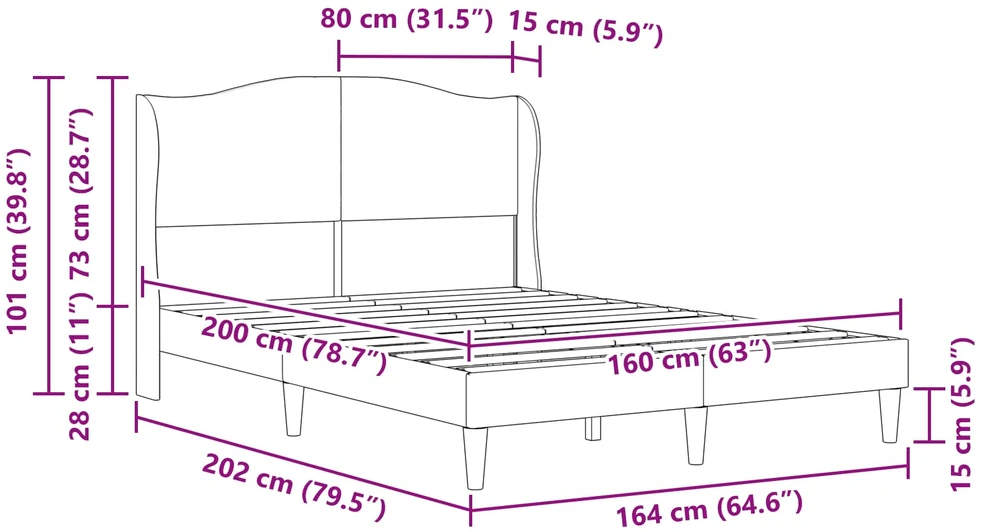 Lovos rėmas su galvūgalio Juoda 160 x 200 cm Dirbtinė oda