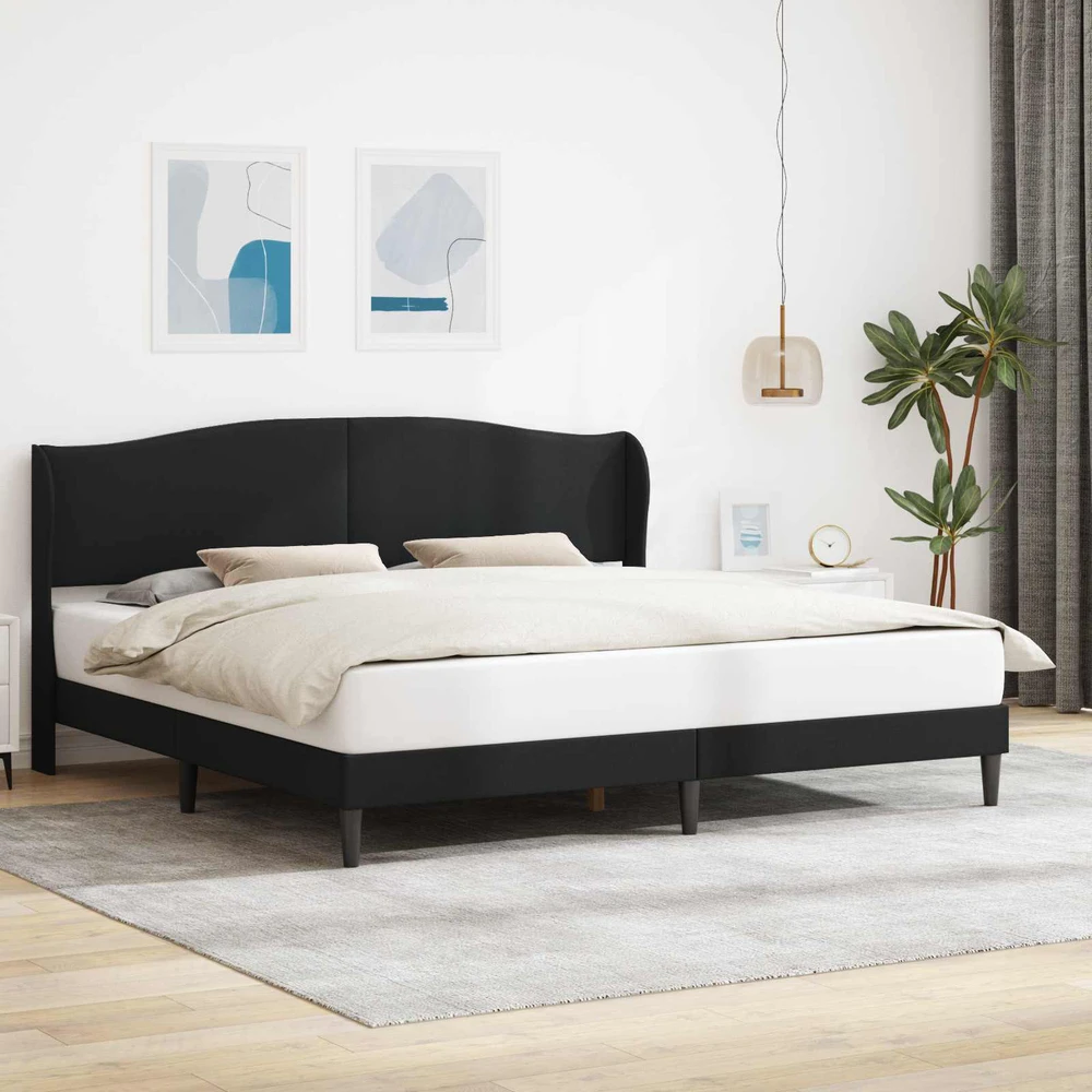 Lovos rėmas su galvūgalio Juoda 180 x 200 cm Dirbtinė oda