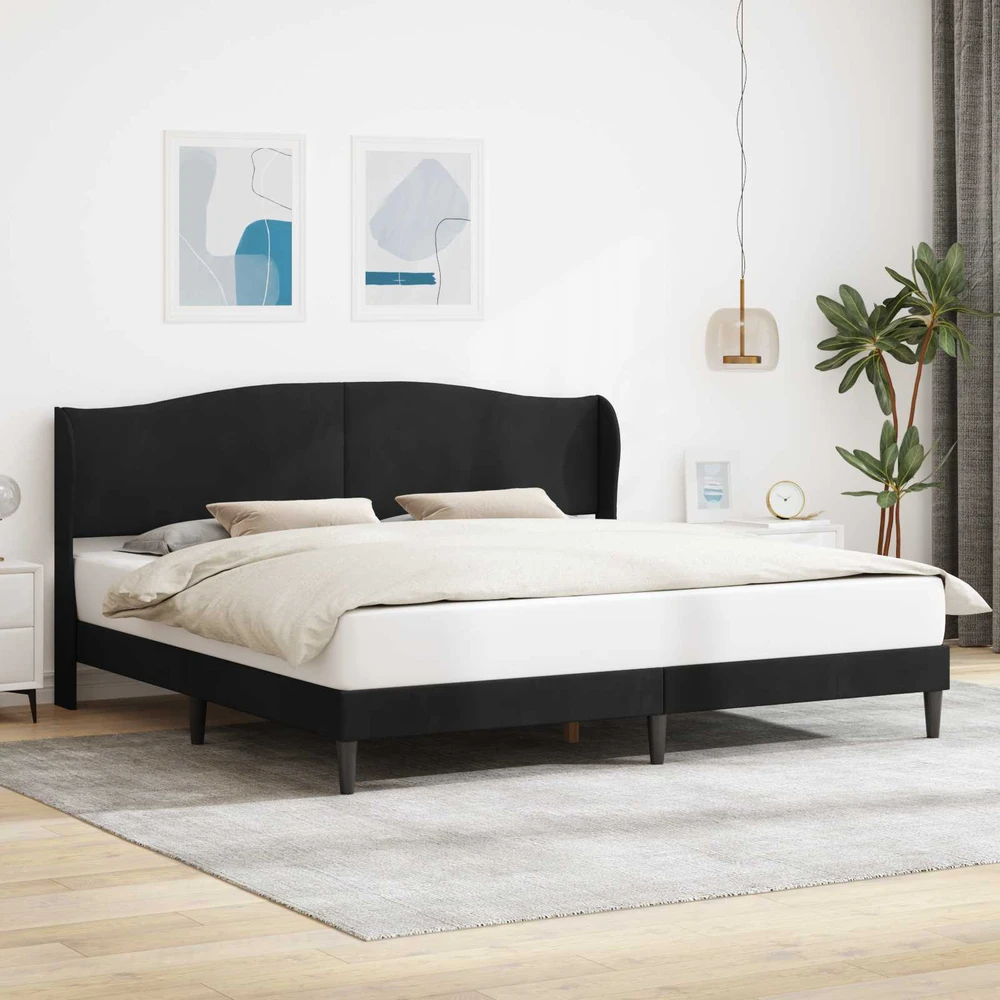Lovos rėmas su galvūgalio Juoda 180 x 200 cm Aksomas