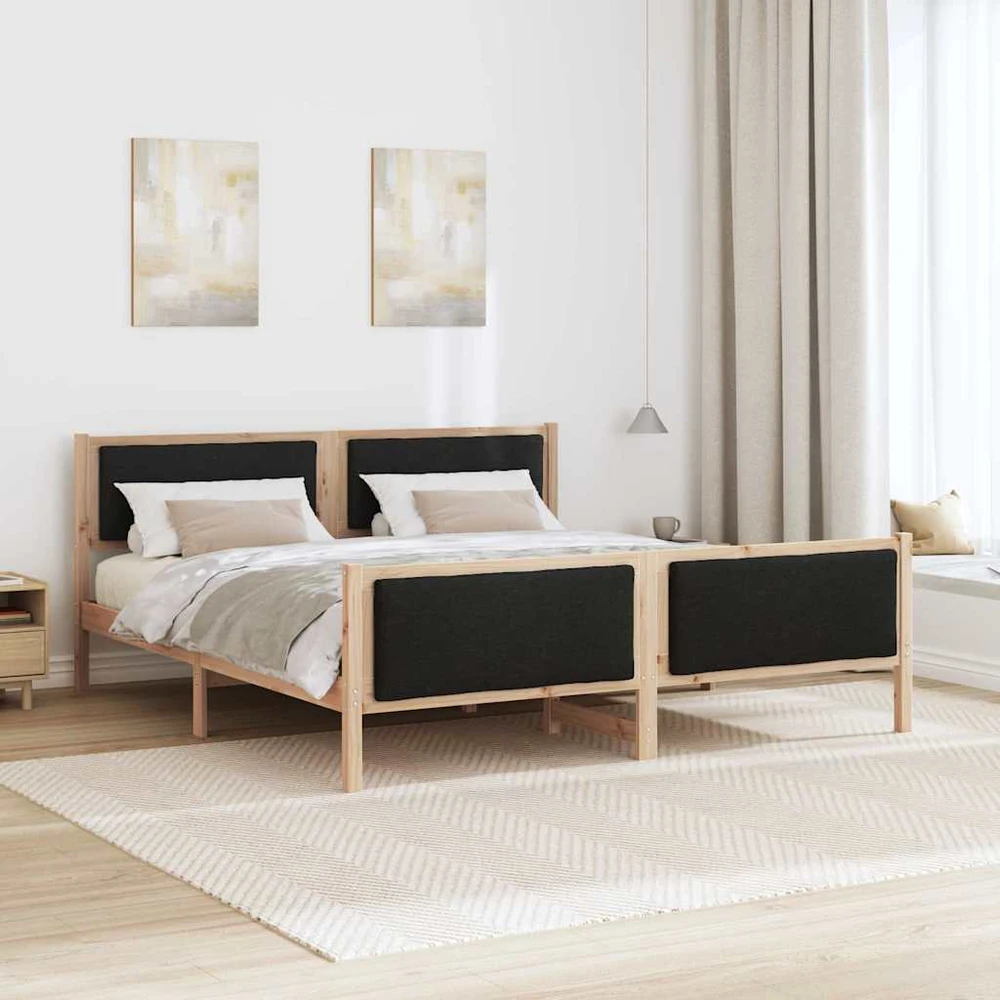 Lovos rėmas su galvūgalio Juoda 180 x 200 cm audinys
