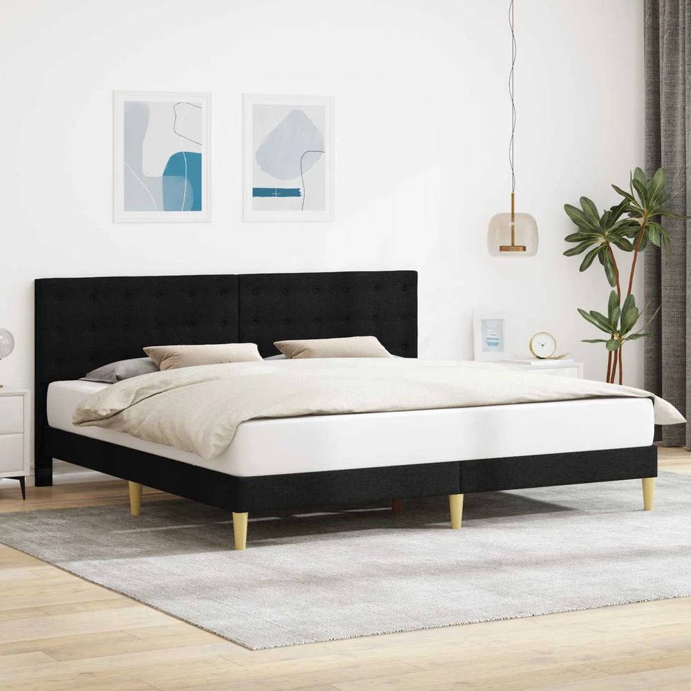 Lovos rėmas su galvūgalio Juoda 180 x 200 cm Audinys