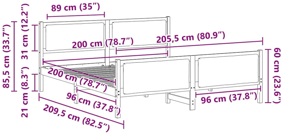 Lovos rėmas su galvūgalio Juoda 200 x 200 cm audinys