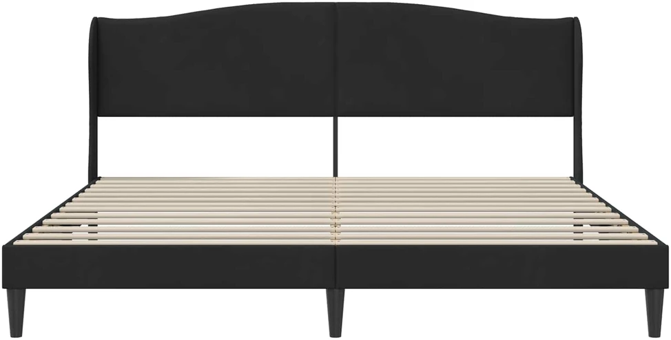 Lovos rėmas su galvūgalio Juoda 200 x 200 cm Aksomas