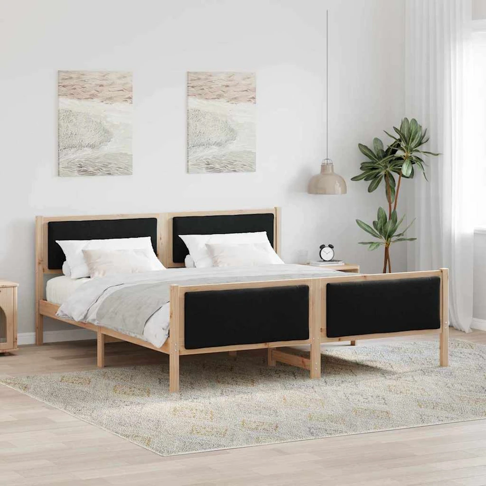 Lovos rėmas su galvūgalio Juoda 200 x 200 cm audinys