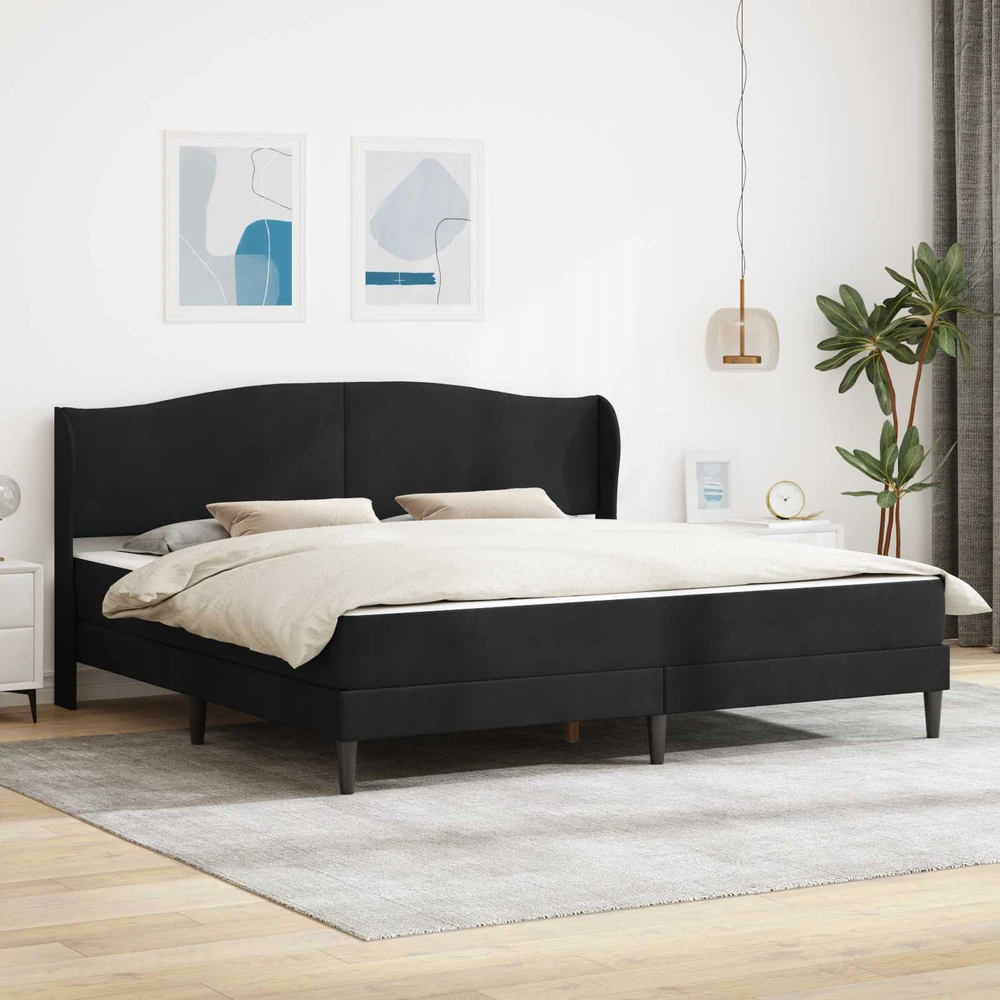 Lovos rėmas su galvūgalio Juoda 200 x 200 cm Aksomas