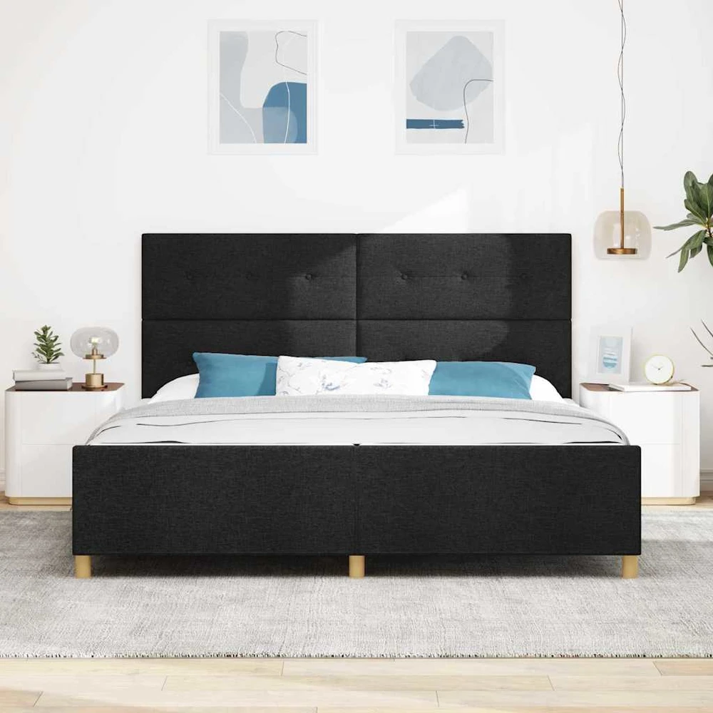 Lovos rėmas su galvūgalio Juoda 200 x 200 cm audinys