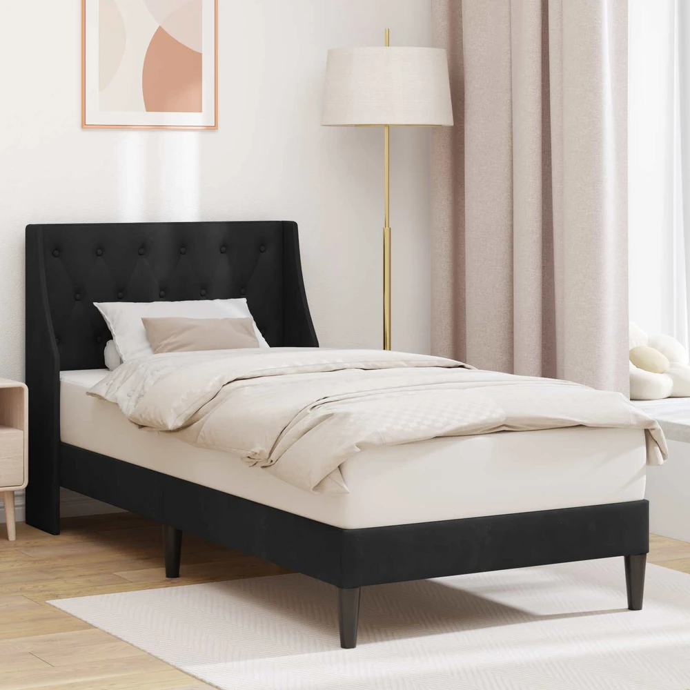 Lova Lovos rėmas su galvūgalio Juodas 100 x 200 cm Aksomas