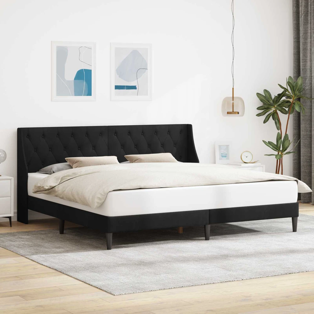 Lovos rėmas su galvūgalio Juodas 200 x 200 cm Aksomas