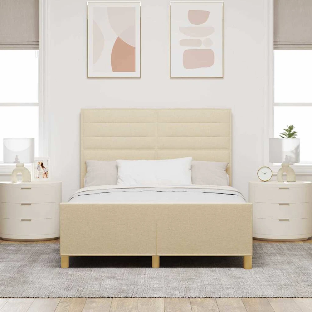 Lovos rėmas su galvūgalio Kreminė 140 x 200 cm audinys