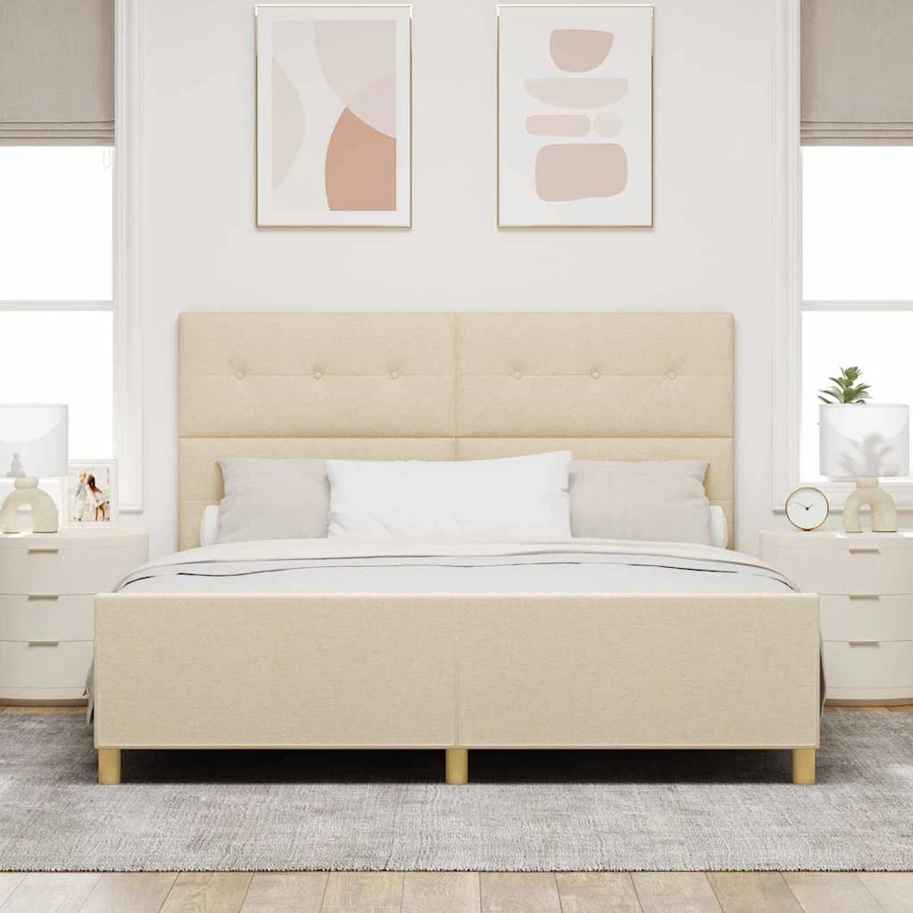 Lovos rėmas su galvūgalio Kreminė 180 x 200 cm audinys