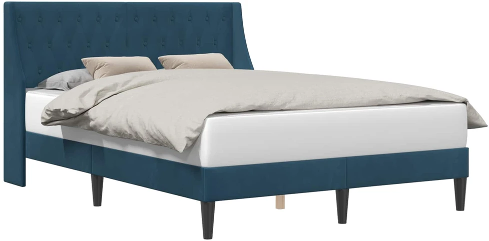 Lovos rėmas su galvūgalio Mėlyna 140 x 200 cm Aksomas