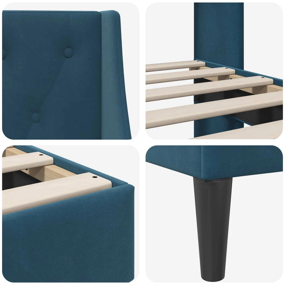 Lovos rėmas su galvūgalio Mėlyna 180 x 200 cm Aksomas