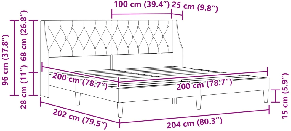 Lovos rėmas su galvūgalio Mėlyna 200 x 200 cm Aksomas