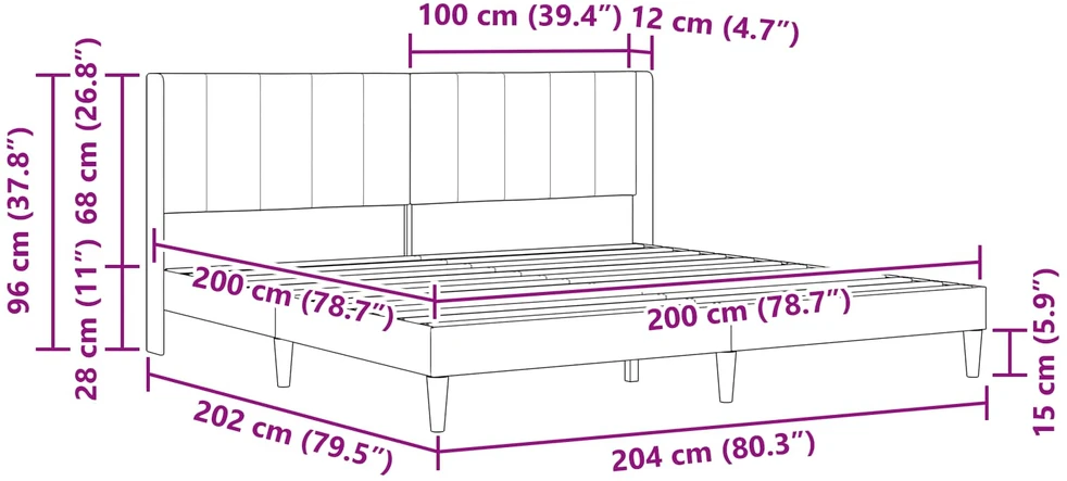 Lovos rėmas su galvūgalio Mėlyna 200 x 200 cm Aksomas