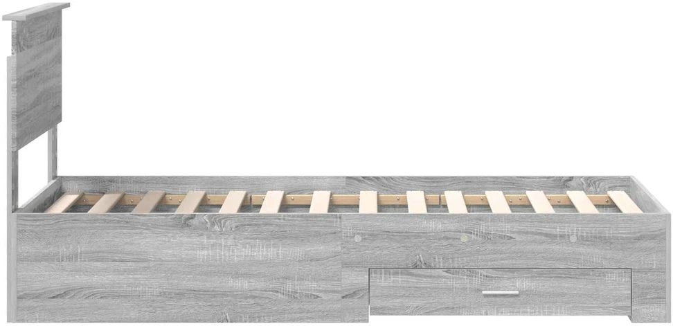 Lova Lovos rėmas su stalčių Pilko Sonamos ir sidabro 75 x 190 cm